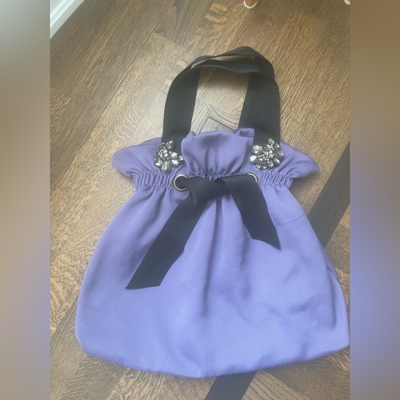 VERA WANG Lavender Label Fabric Crystal Shoulder Purple Bag Tote Purse - Picture 3 of 10
